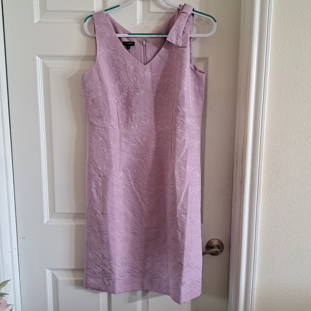 Talbots Elegant Lavender Sleeveless Dress With Bow